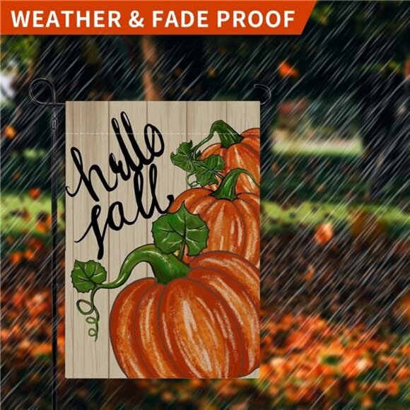 Fall Garden Flag 12x18 Inch Double Sided, Happy Fall Pumpkin Yard Flag Small - Picture 7 of 8